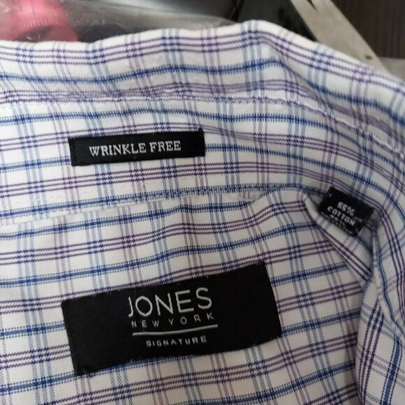 Jones New York Mens SZ 2XL Shirt Blue Purple Plaid Button Down Front - Picture 5 of 6